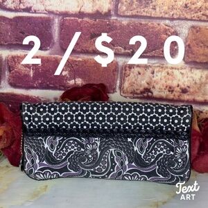 Lulu Guinness Purple and Black Floral Canvas Continental Wallet